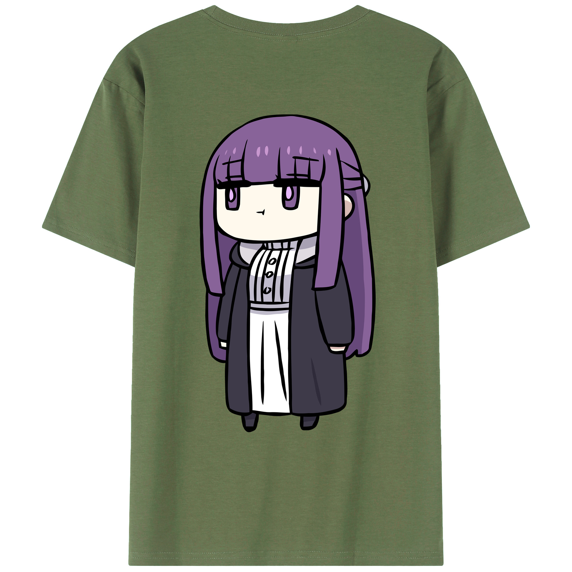 （画像用） 葬送のフリーレン Frieren 綿100％ メンズ半袖Tシャツ（バックプリント） 通気性